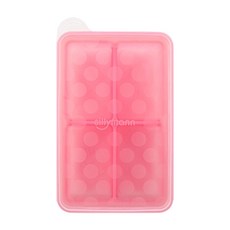 Sillymann 100%鉑金矽膠副食品分裝盒 4格 耐熱-40度~250度 帶蓋設計, 400ml, 粉紅色, 1個
