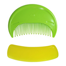 KAI 貝印 卡哇依安全圓頭扁梳, 黃色 + 綠色, 1個