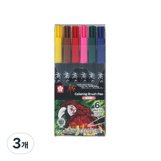 SAKURA Koi 彩色軟毛筆6色組, 01 基本, 3個