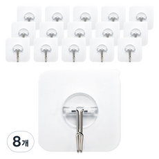 베티에스 프리미엄 무타공 접착식 후크 걸이 8p, 투명, 8개