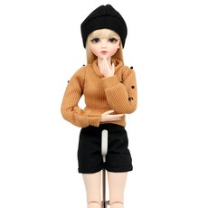 球形關節娃娃棕色針織熱褲套組 60cm, 混色