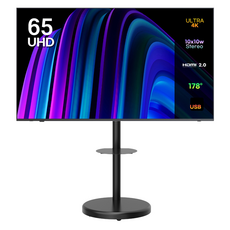 이노스 4K UHD 제로 베젤 TV + 대형 삼탠바이미 티비 스탠드 삼텐바이미 TV 거치대 FS-30 블랙 세트, 164cm(65인치), E6501UHD, 방문설치