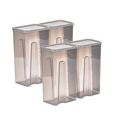 땡스소윤 냉동실 전용 밀폐용기 타워1호 투명그레이, 4개