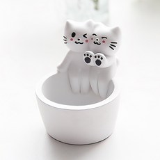 Mashatu 貓咪蠟燭臺 喵喵情侶, 白色