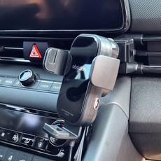 옵시디언 아반떼 신형 CN7 듀얼코일 핸드폰 고속 무선충전 거치대 CT-W16+CT-HCH00, 블랙, CT-W16_B+CT-HCH00