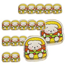 골드팡 캣앤퍼피 캐릭터 종이클립 아크릴 집게 퍼피 버거, 20개, 1개입, 4.6 x 4.2 cm