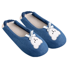 SAESILRO 蝴蝶結小熊包頭室內拖鞋, 海軍