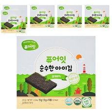 Pure Eat 銳寶 幼兒海苔 10入, 15g, 韓國產, 6盒, 無調味