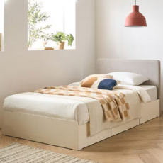 리바트 커먼베드 자녀가구 침대 페브릭형 헤드 서랍형 언더레일 서랍재 636 x 400 x 145 mm 방문설치, 아이보리(헤드) + 화이트오크(바디) + 화이트(서랍재)