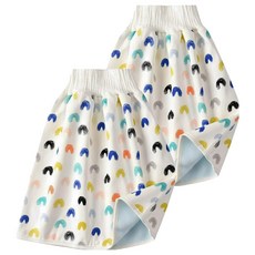 日本竹纖維隔尿褲隔尿裙 防水學習褲, 彩虹, 2件