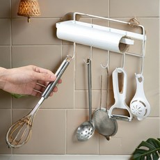 感性共鳴廚具架廚房毛巾掛勾廚房免打孔2in1, 白色, 1個