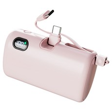 누아트 22.5W PD 고속충전 동시충전 빌트인 케이블 대용량 도킹형 미니 보조배터리 10000mAh C타입, 핑크