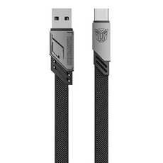 TRANSFORMERS 變形金剛 USB-A 轉 Type-C 編織鋅合金快速充電線 1.5M, 金剛王灰, 1盒