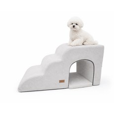올미오펫 강아지 구름패브릭 동굴 계단 3단+방석 세트, 어반그레이, 1개