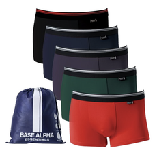 BASE ALPHA ESSENTIALS 快乾柔軟彈性平口內褲 5件組 + 運動包
