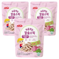 베베스트 처음먹는 칼슘 스틱 과자, 자색고구마 + 시금치 혼합맛, 40g, 3개