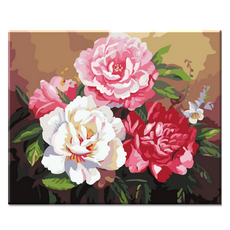 모모픽스페인팅 DIY 명화 그리기 60 x 75 cm, WK03 모란꽃 네 송이, 1개