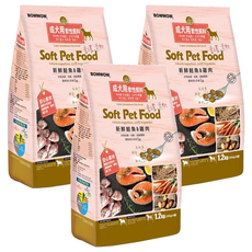 BOWWOW 成犬軟性飼料 高質量蛋白 柔軟質地 關節護理, 鮭魚 + 雞肉, 1.2kg, 3袋