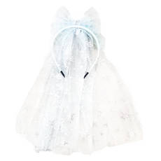 SY 公主系列 兒童造型髮圈, 蝴蝶結, 網紗, 雪花, 藍色