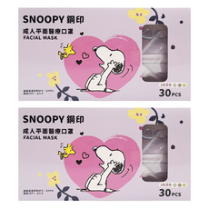 MITENXIN 天心生醫 鋼印成人平面口罩, 夢幻心語 紫色 + 粉色 + 奶茶色, 30片, 2盒