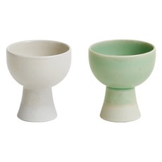 廣州窯 Mi系列 彈珠燒酒杯 2入禮盒組, 1套, 象牙白 + 松綠色