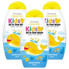 Funny Pia Happy Ocean 兒童全效沐浴露 香蕉, 300ml, 3個