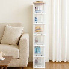 보노하우스 국내 제조 어반 우드상판 슬림 서랍장, 투명, 6단