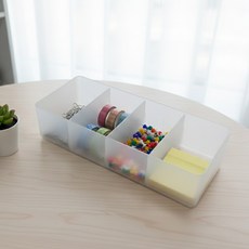 MAME 隔板多功能收納盒 大型, 白色半透明, 2個