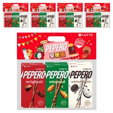 PEPERO 綜合享樂組 (杏仁, 白巧克力餅乾, 原味) 32g 韓國原裝進口, 222g, 5組