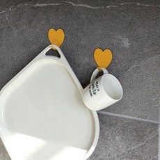 오브메종 하트 다용도 고리 무타공 초강력 접착식 벽걸이 후크, 옐로우, 2개