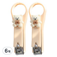 귀여운 미니 손톱깎이 크림 리본 베어, 혼합색상, 6개