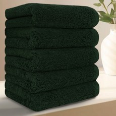Terrique 頂級飯店毛巾 200g 40支 精梳棉, 5個, 深綠色
