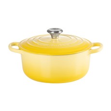 LE CREUSET BIS琺瑯鑄鐵圓鍋 雙耳設計 導熱均勻 適用多種爐具, 22cm, 蜂蜜黃, 1個