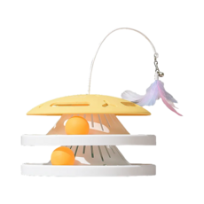 PAWGETHER 寵小到大 團團轉貓咪軌道玩具 DIY自由拼裝 雙重無障礙軌道 優選PP材質 安全耐用, 黃色, 1組