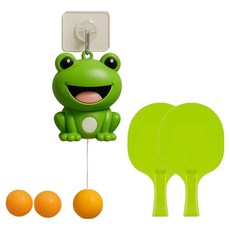 Masyatu 單人室內桌球練習球拍 2入 + 球 3入 + 彈力繩組 青蛙, 1套, 混合色