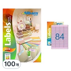 올바른라벨 칼라라벨 연분홍 레이저 잉크젯공용, 84칸, 100개