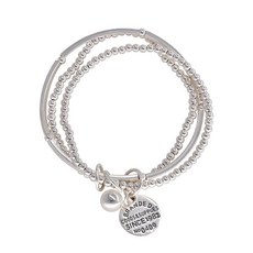 Via Wagesseu女款層次3圈混合銀球手鍊