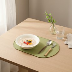 MF스토어 오벌 실리콘 테이블매트, 올리브 그린, 4개, 40 x 26.5 cm