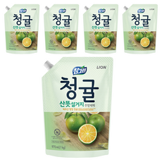 참그린 청귤 산뜻 설거지 주방세제 리필, 970ml, 5개
