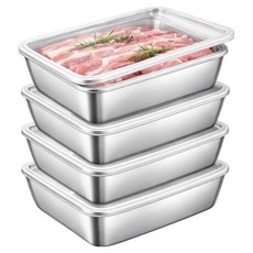 Inglow 不鏽鋼方形附蓋收納託盤, 4個, 單品