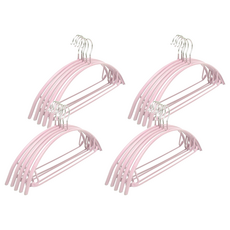 日版超厚多功能無痕衣架 Set 5 寬43x高21cm 浸塑材質+鍍鉻鏡, 北歐粉, 20個