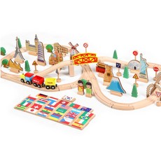 토도리브로 원목 기차놀이 세트 110p, 1개