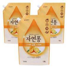 [비건라이프] 자연퐁 비린내 걱정없는 오렌지 주방세제 리필, 1.18L, 3개