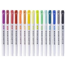 莫迪安 粉彩色調 雙向雙頭螢光筆 15色套組, 1套, 混合色