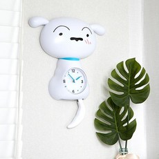 Leto 蠟筆小新 小白 無噪音卡通室內裝飾掛鐘, 白色