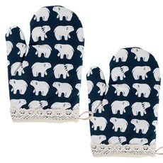 PARA:D 圖案印花隔熱手套, 深藍色, 2個