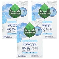 Seventh Generation 洗碗機專用洗碗粉 強力清潔 0%香精染料氯漂白劑, 1.28kg, 3個
