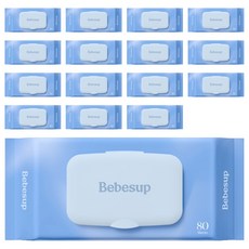 Bebesup 廁所專用可沖濕式衛生紙, 80張, 55g, 16包