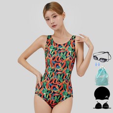 aquatica 女士室內泳衣 AQA1659 + 選手用泳鏡 + 內襯胸墊 + 矽膠泳帽 + 耳塞 + 塑膠袋套組