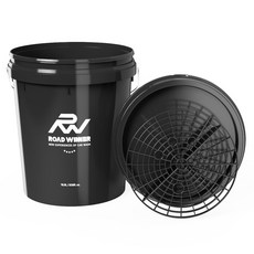 ROAD WINNER 大容量洗車桶套組 (含砂石過濾網+桶蓋), 黑色, 20L